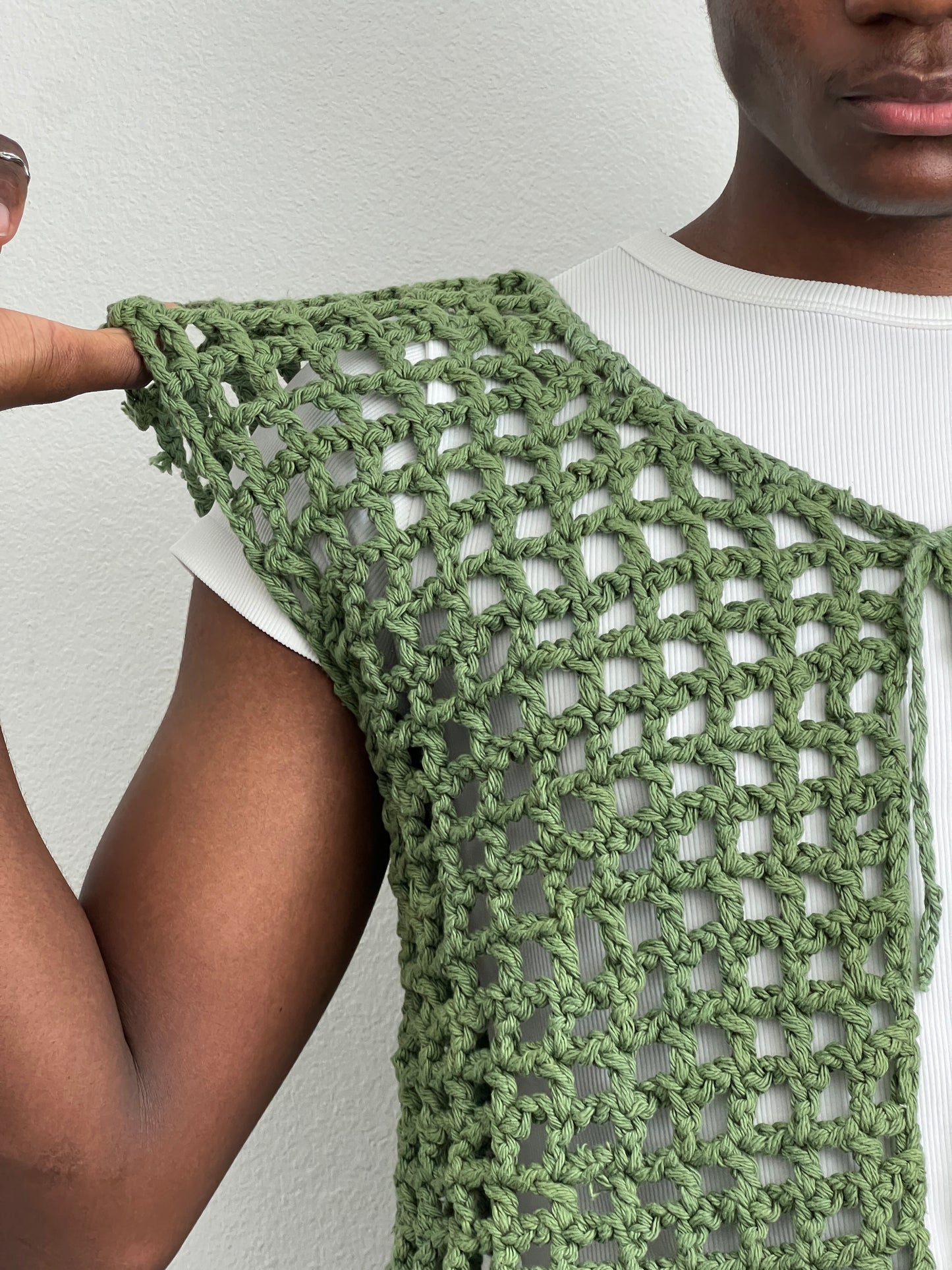 Fading green mesh cardigan